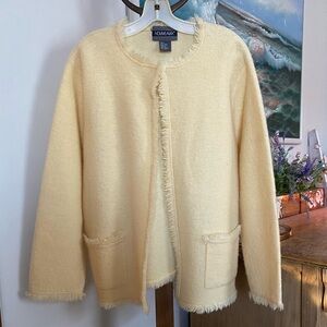 Vintage 100% wool butter yellow cardigan size large